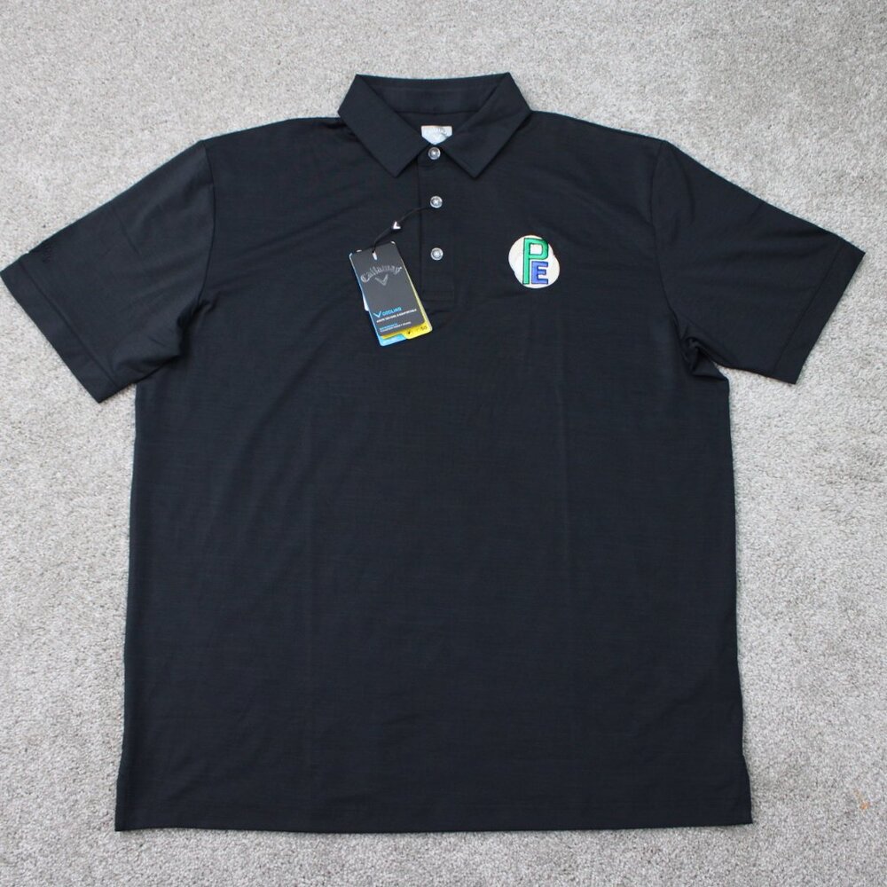 Callaway Opti-Dri Polo Shirt‎ NWT Mens Large Black Golf Cooling Stretch S/S